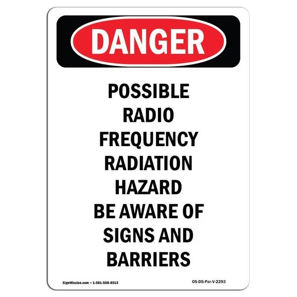 OSHA Sign, Possible Radio Frequency Radiation, 5in X 3.5in, 10PK, 3.5